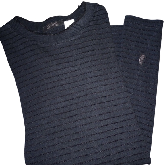 Men's Versace Classic V2 Ribbed Knit Short Sleeve Shirt. Crew Neck. Size Medium - Picture 6 of 6